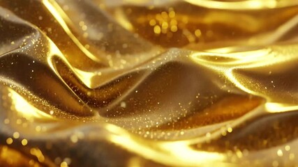 Fototapete - Golden waves flowing in abstract motion create a mesmerizing digital texture, Golden Waves Abstract Digital Texture in Motion 3D render seamless