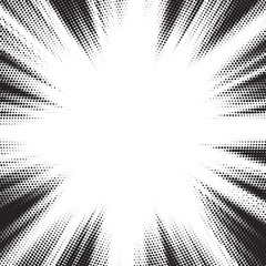 Aufkleber - Halftone gradient sun rays pattern. Abstract halftone vector dots background. monochrome dots pattern. Vector background in comic book style with sunburst rays and halftone. Retro pop art design.