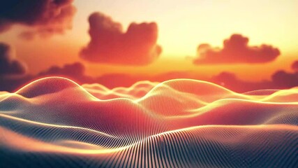 Poster - Vibrant abstract technology background showcasing data streams and clouds at sunset, Abstract technology background Data stream or cloud computing seamless