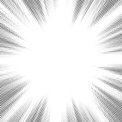 Aufkleber - Halftone gradient sun rays pattern. Abstract halftone vector dots background. monochrome dots pattern. Vector background in comic book style with sunburst rays and halftone. Retro pop art design.