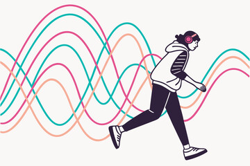 Fototapete - Waveforms Intersecting Dynamically - vibrant stock illustration