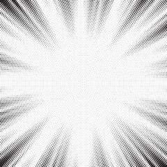 Aufkleber - Halftone gradient sun rays pattern. Abstract halftone vector dots background. monochrome dots pattern. Vector background in comic book style with sunburst rays and halftone. Retro pop art design.