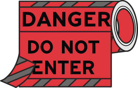 Danger tape. Red tape with black text danger do not enter for industrial safety, road, construction, hazard area. vector.crime, graphic, hazard, ribbon, risk, safety, security, tape, attention,
