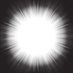 Aufkleber - Halftone gradient sun rays pattern. Abstract halftone vector dots background. monochrome dots pattern. Vector background in comic book style with sunburst rays and halftone. Retro pop art design.