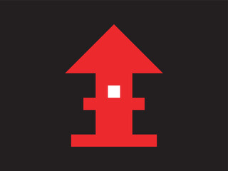 Poster - Minimalist Pixelated Red Arrow with White Square Element Icon