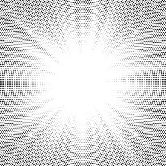 Aufkleber - Halftone gradient sun rays pattern. Abstract halftone vector dots background. monochrome dots pattern. Vector background in comic book style with sunburst rays and halftone. Retro pop art design.