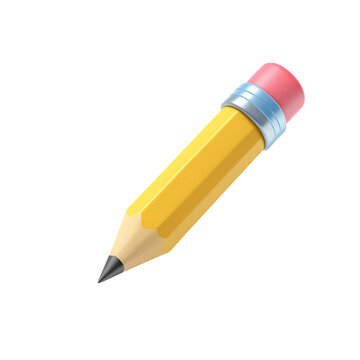 Yellow Pencil with Eraser 3D Rendered Illustration