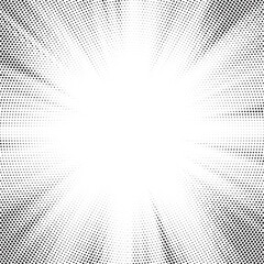 Aufkleber - Halftone gradient sun rays pattern. Abstract halftone vector dots background. monochrome dots pattern. Vector background in comic book style with sunburst rays and halftone. Retro pop art design.