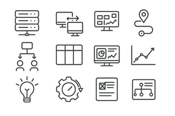 Poster - Minimalistic technology icons on gradient background