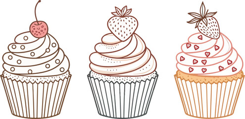 Fototapete - Cupcake icon vector design, Cupcake Illustration vector design, Cupcake Logo design, Muffin vector design