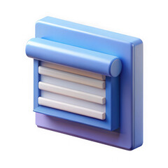 Poster - Modern 3d icon of a blue window blind with white slats isolated on transparent background