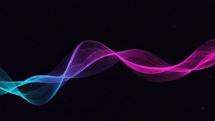Poster - A wave of dots in blue and pink on a dark background forms an abstract and modern design