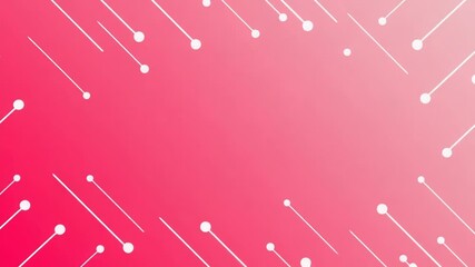 Poster - Geometric pattern of white lines and dots on a gradient pink background creates a modern abstract design