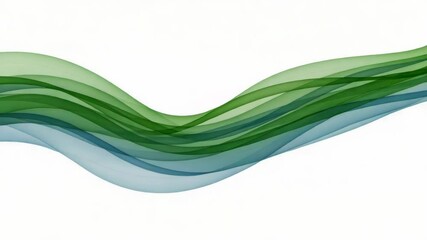 Poster - Abstract green and blue waves flow smoothly across a white background, creating a dynamic and modern design
