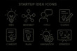 © Nataliia - Startup idea icons: mindmap, pitch, sketch, concept, plan, innovation, strategy