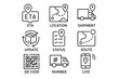 © Nataliia - Delivery and logistics icons: eta, location, shipment, update, status, route, qr code, number, live