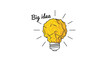 © mod - A crumpled yellow paper resembling a light bulb with the words big idea on a white background