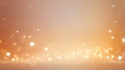 Poster - Golden starry abstract background with glowing bokeh lights, smooth festive texture, elegant modern design pattern, and bright gradient surface for decoration - ai