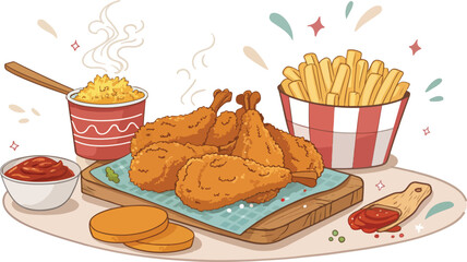 Fototapete - Fried Chicken on board vector design, Fried Chicken vector design, Fried Chicken Logo design