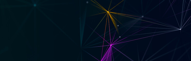 Leinwandbilder - Technology background. Honeycomb concept. Big data. Hexagonal space with connected dots and lines. 3d
