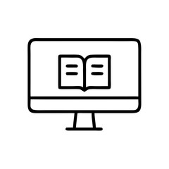 Poster - E-learning monitor displaying an open book in a minimalist design  