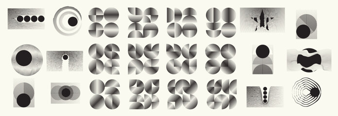 Fototapete - Collection of vector design elements. Set of logos with lines, stripes and circles. Various forms of line and dots design.Vector logo collection. Bundle of circle icons and elements. Set of lines art.