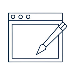 Browser window with pen tool icon for design