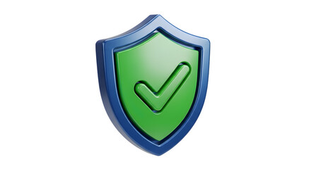 Poster - Security shield with checkmark 3d rendered, isolated on transparent background