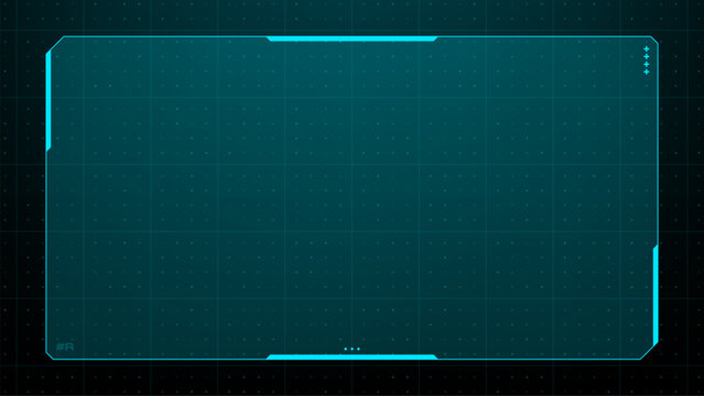 Futuristic hud vector graphics with a digital rectangular frame. Cyberpunk user interface element for display and virtual reality.
