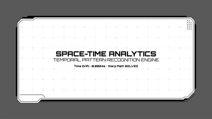 Aufkleber - Space-time analytics hud vector graphic. Futuristic interface display. Digital data visualization for technology and science.