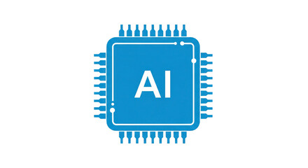 Poster - Blue AI Chip Graphic On Black Background Design Isolated Transparent Background