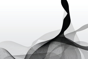 Aufkleber - Abstract black and white background with flowing lines and curves design isolated on transparent background
