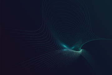 Poster - Abstract dark background with flowing turquoise colored particle lines isolated on transparent background