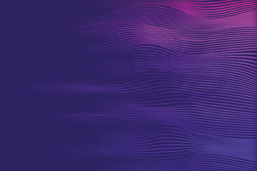 Poster - Abstract purple background with wavy lines and halftone gradient effect isolated on transparent background
