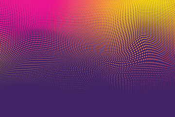 Poster - Abstract halftone background with gradient from pink to yellow to purple isolated on transparent background