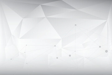 Poster - Geometric low poly background with connecting dots and lines in gray isolated on transparent background