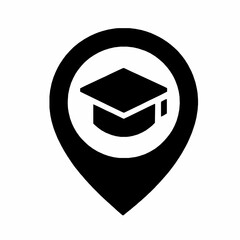 Poster - Black graduation hat inside a location marker indicating educational institutions and places