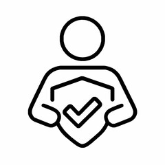 Poster - Person holding shield with approved checkmark illustrating security and validation concept