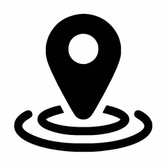Poster - Black and white location pin icon illustrating geographic position and destination