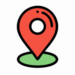 Poster - Simple and colorful location pointer or map pin for navigation and indicating places