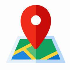 Poster - Simplified vector illustration of a map pin marking a specific location on a map.