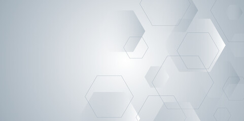 Poster - white and blue technology hexagonal abstract background. Abstract blue hexagon or digital technology background. Vector abstract graphic design banner pattern presentation background web template.	