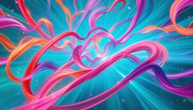 Vibrant abstract background for monitors with flowing ribbons and dynamic colors