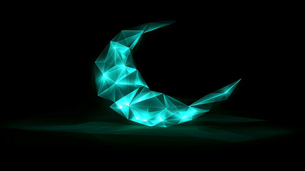 Leinwandbilder - A minimalist vector design of the crescent and star with a backdrop of green and white geometric shapes