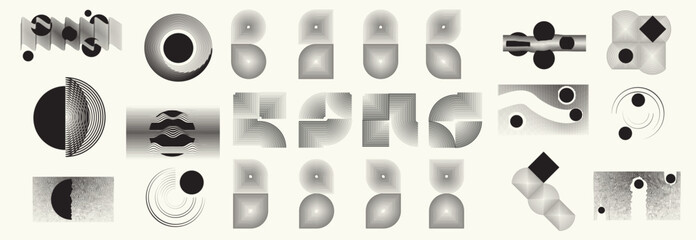 Fototapete - Collection of vector design elements. Set of logos with lines, stripes and circles. Various forms of line and dots design.Vector logo collection. Bundle of circle icons and elements. Set of lines art.