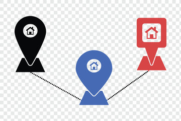Fototapete - location pin icon symbol sign isolated on transparent background, map flat vector icons.  Position symbol.