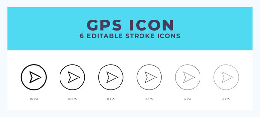 Fototapete - Gps icon set with different stroke. Design elements for logo. Vector illustration.