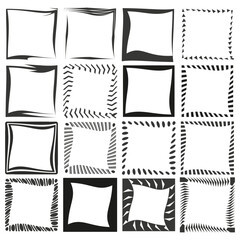 Leinwandbilder - Warped frame grid. Distorted square icon. Curved stamp Vector. Dotted outline.