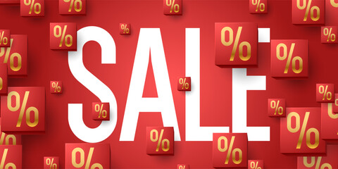 Poster - Poster sale. Bright abstract background with various geometric elements. A composition of various shapes. A template for creative work.