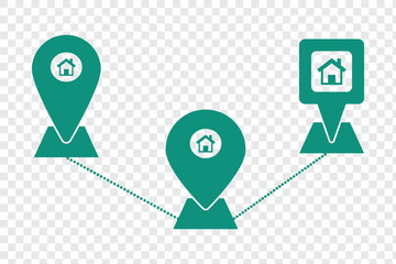 Fototapete - location pin icon symbol sign isolated on transparent background, map flat vector icons.  Position symbol.